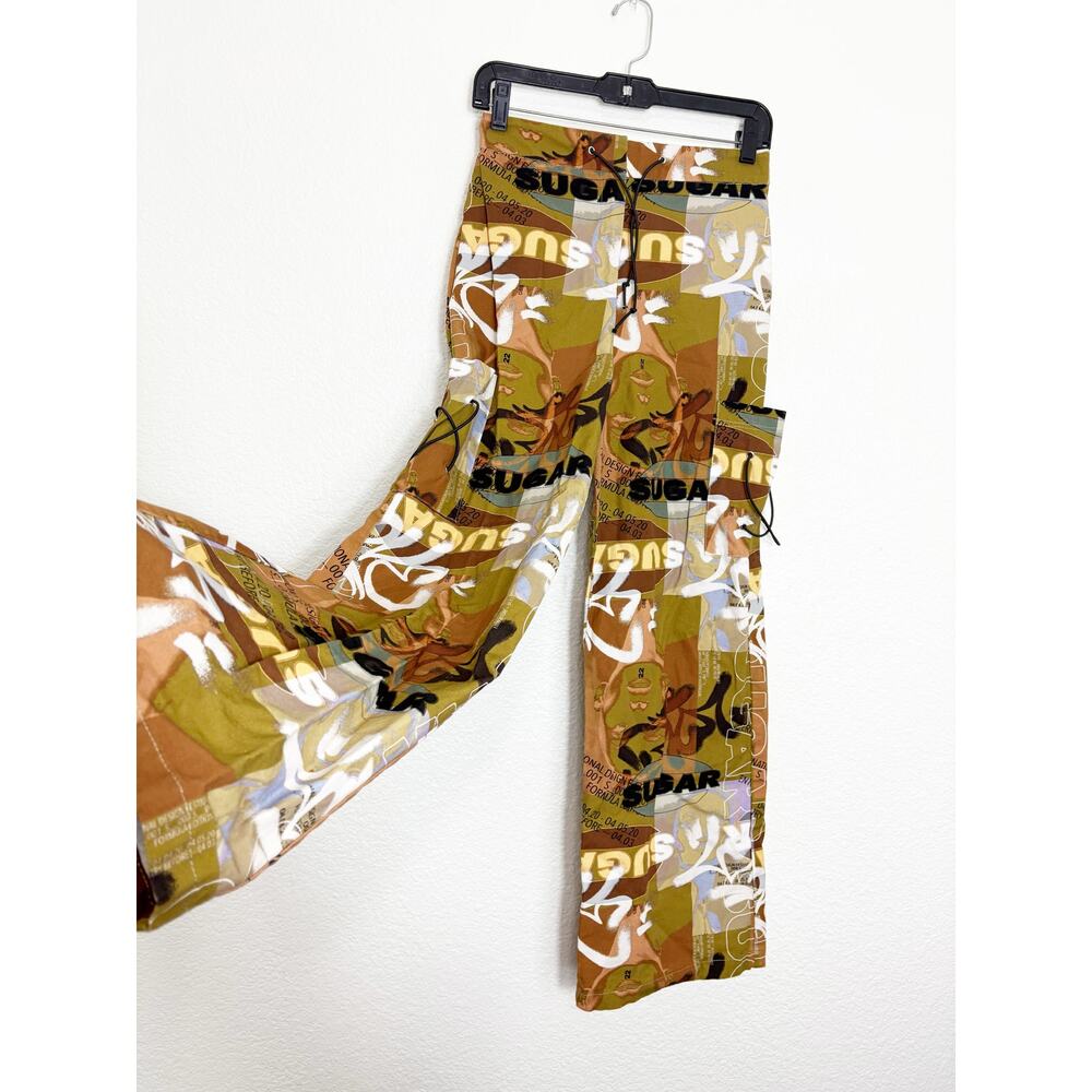 AsYou Y2K Vintage Printed Graphic Wide Leg Pants Size 2 Streetwear Indie - Picture 11 of 14